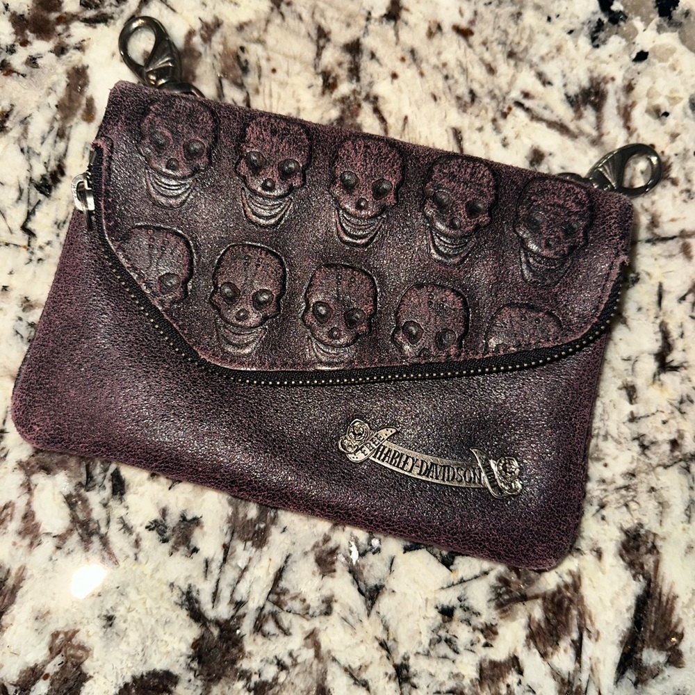Harley-Davidson Brown Skull Wristlet Clutch